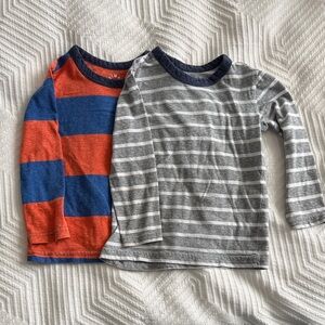 Primary- Striped Kids Long Sleeve Shirts - Blue, Orange, and Gray